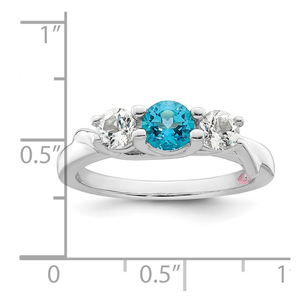 Sterling Silver Survivor Collection Clear & Blue Topaz Joanna Ring – Elegant Jewelry Gift for Birthday, Anniversary, Engagement, Wedding