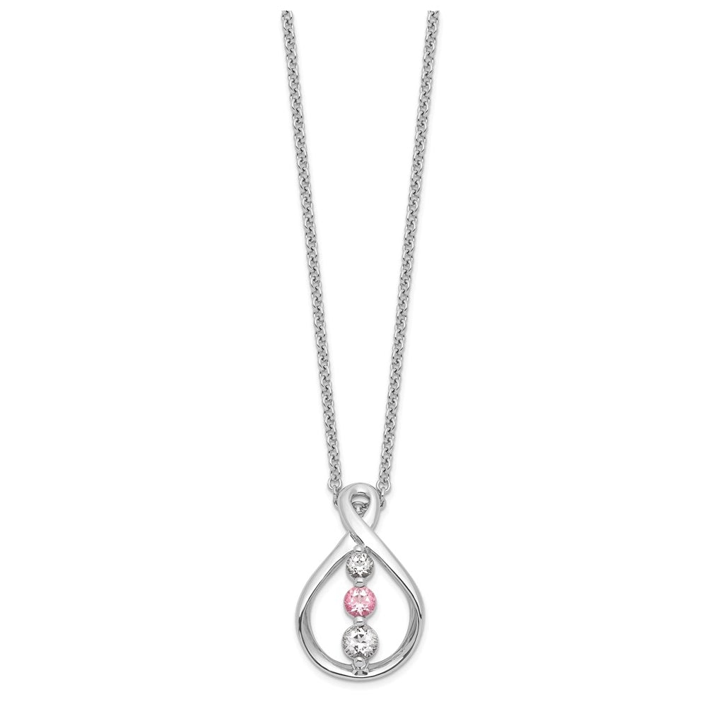 10k White Gold Survivor Clear and Pink Topaz Runzi Necklace – Elegant Jewelry Gift for Birthday, Anniversary, Engagement, Wedding
