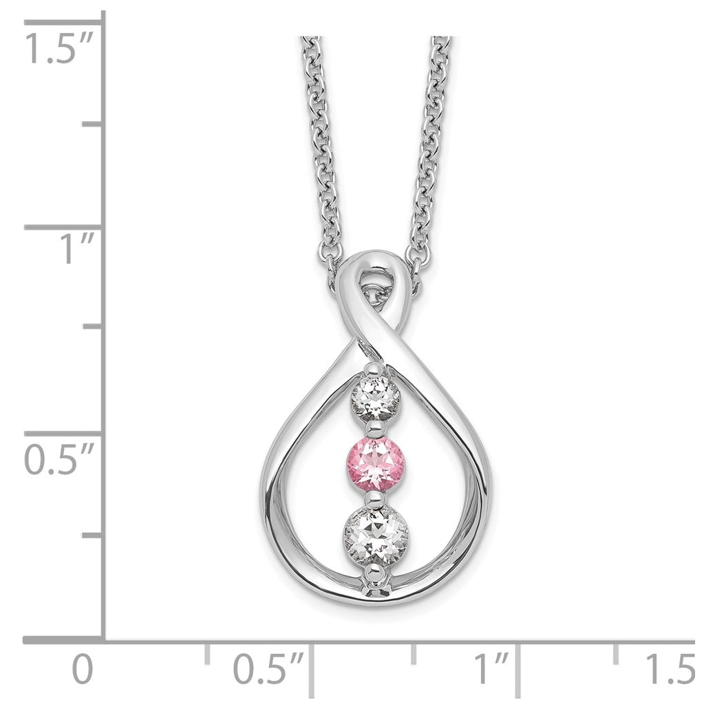 10k White Gold Survivor Clear and Pink Topaz Runzi Necklace – Elegant Jewelry Gift for Birthday, Anniversary, Engagement, Wedding