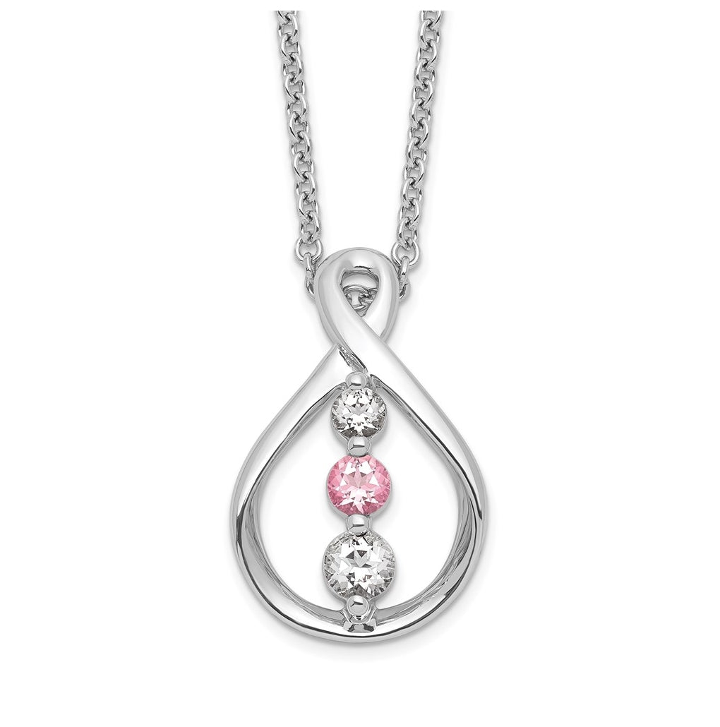 10k White Gold Survivor Clear and Pink Topaz Runzi Necklace – Elegant Jewelry Gift for Birthday, Anniversary, Engagement, Wedding