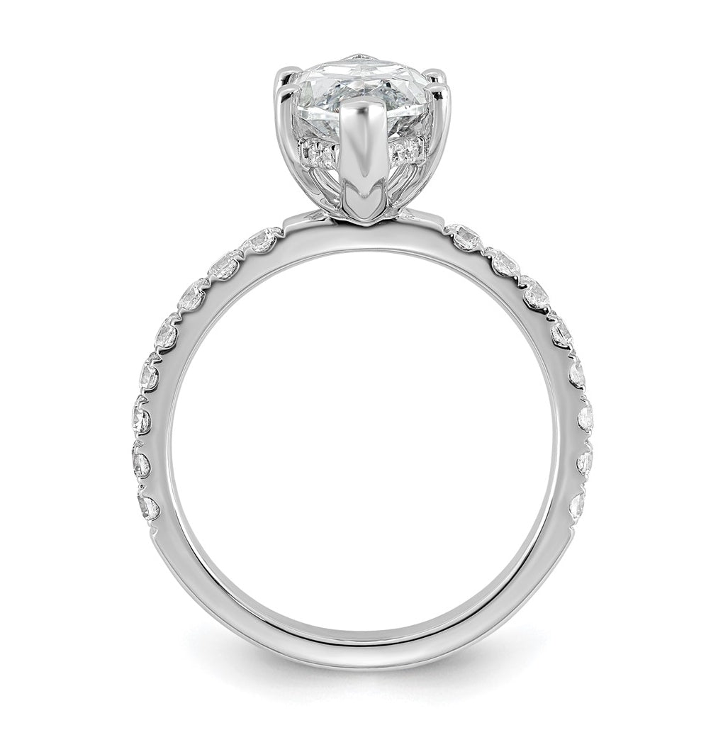14K Yellow Or White Gold Certified Lab Grown Diamond VS+ F+ Marquise Complete Solitaire with Flair Engagement Ring