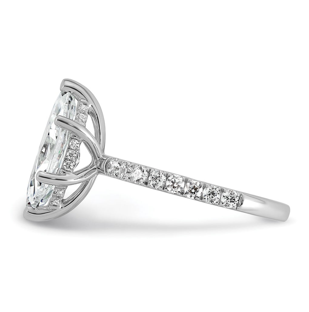 14K Yellow Or White Gold Certified Lab Grown Diamond VS+ F+ Marquise Complete Solitaire with Flair Engagement Ring