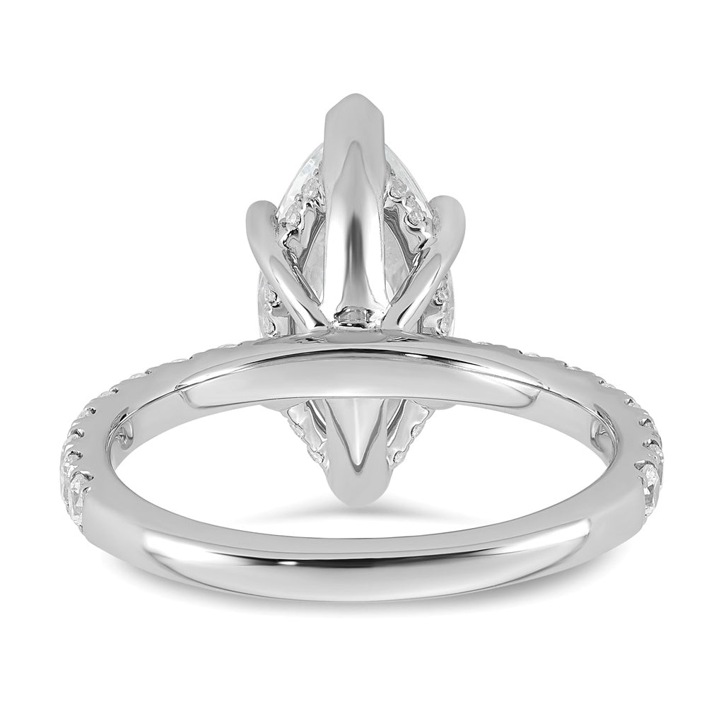 14K Yellow Or White Gold Certified Lab Grown Diamond VS+ F+ Marquise Complete Solitaire with Flair Engagement Ring