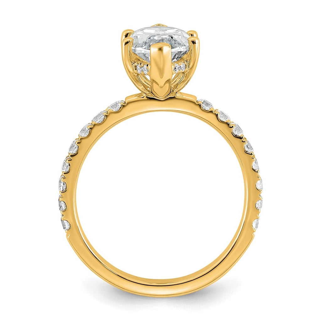 14K Yellow Or White Gold Certified Lab Grown Diamond VS+ F+ Marquise Complete Solitaire with Flair Engagement Ring