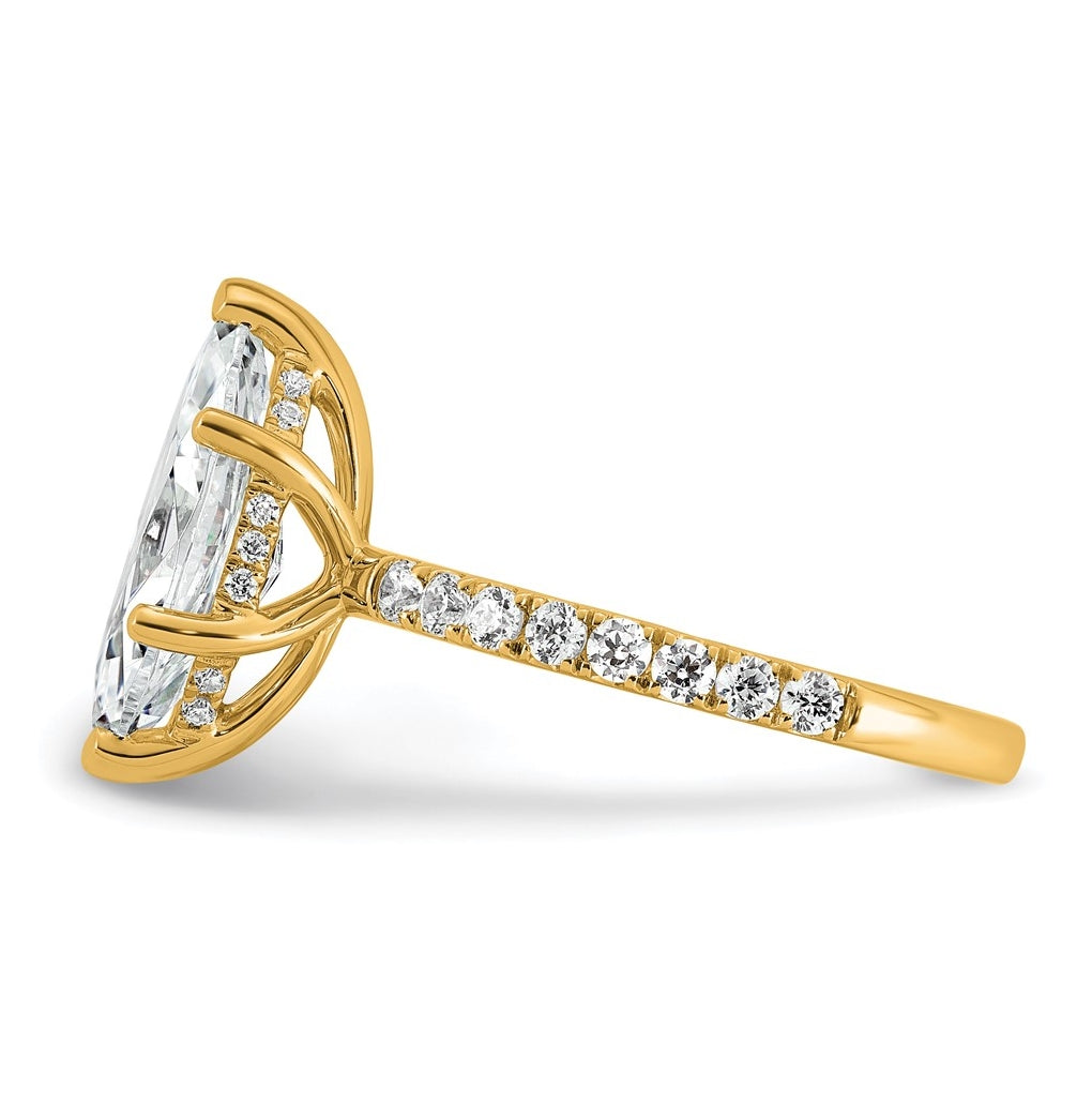 14K Yellow Or White Gold Certified Lab Grown Diamond VS/SI+ G+ Marquise Complete Solitaire with Flair Engagement Ring