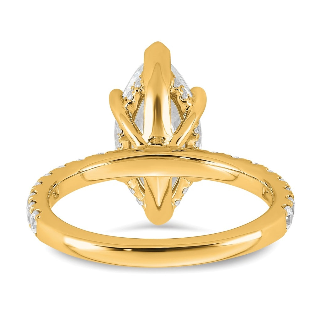 14K Yellow Or White Gold Certified Lab Grown Diamond VS+ F+ Marquise Complete Solitaire with Flair Engagement Ring