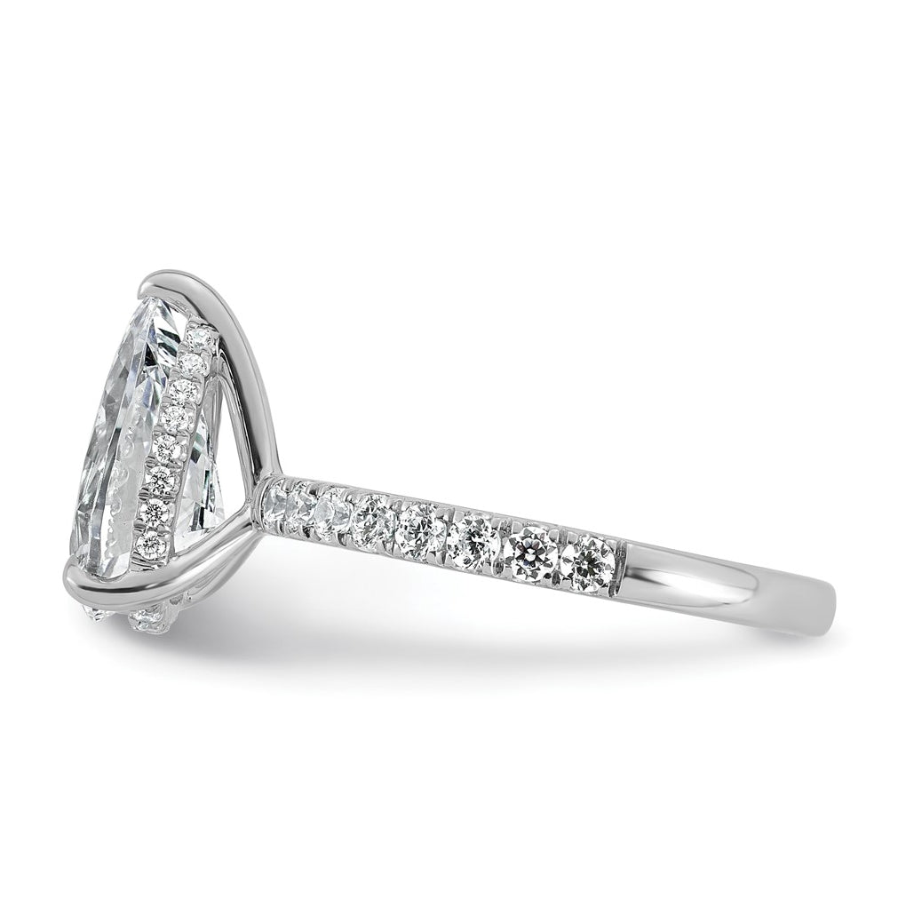 14K Yellow Or White Gold Certified Lab Grown Diamond VS/SI+ G+ Pear Complete Solitaire with Flair Engagement Ring