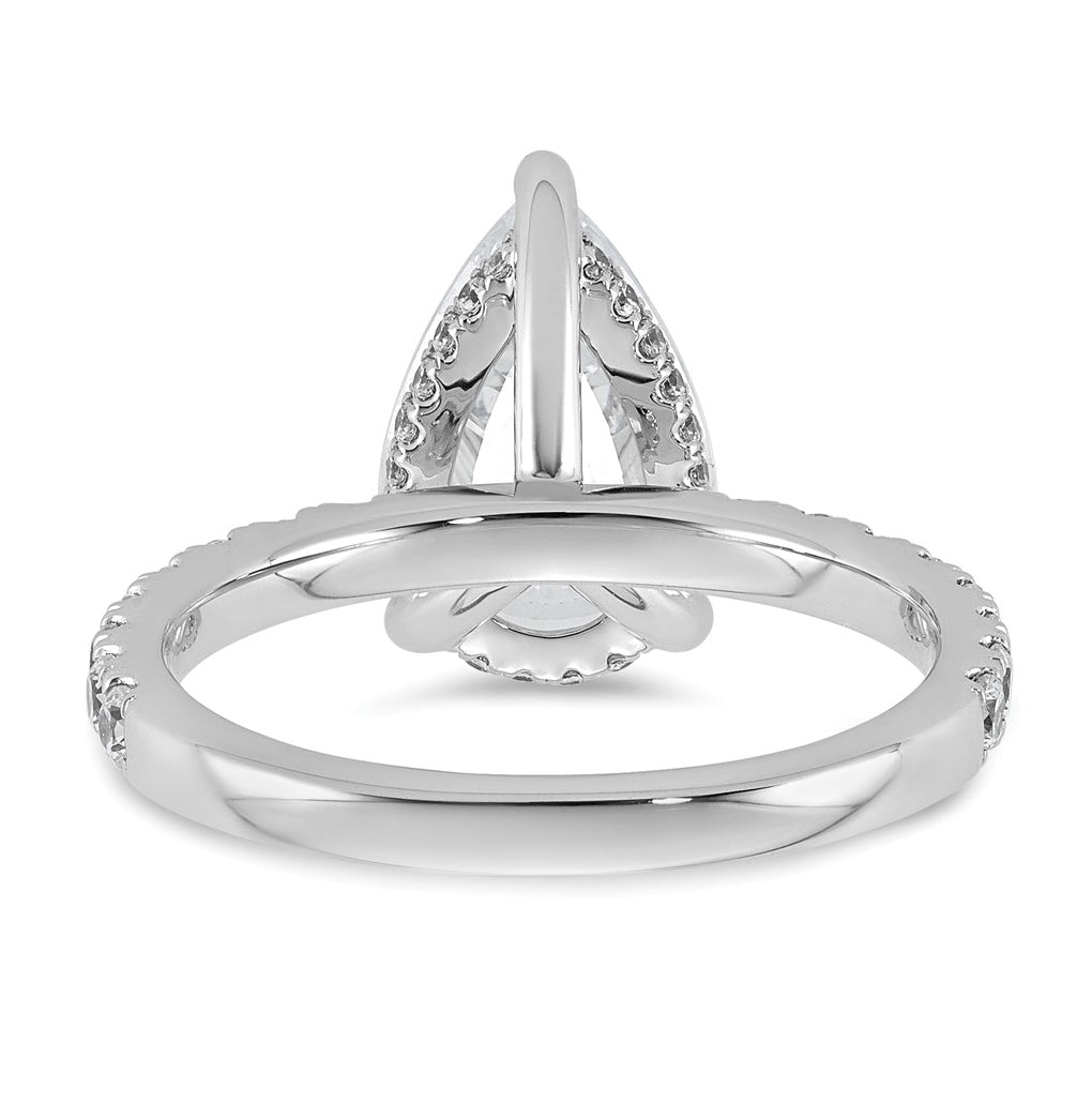 14K Yellow Or White Gold Certified Lab Grown Diamond VS/SI+ G+ Pear Complete Solitaire with Flair Engagement Ring