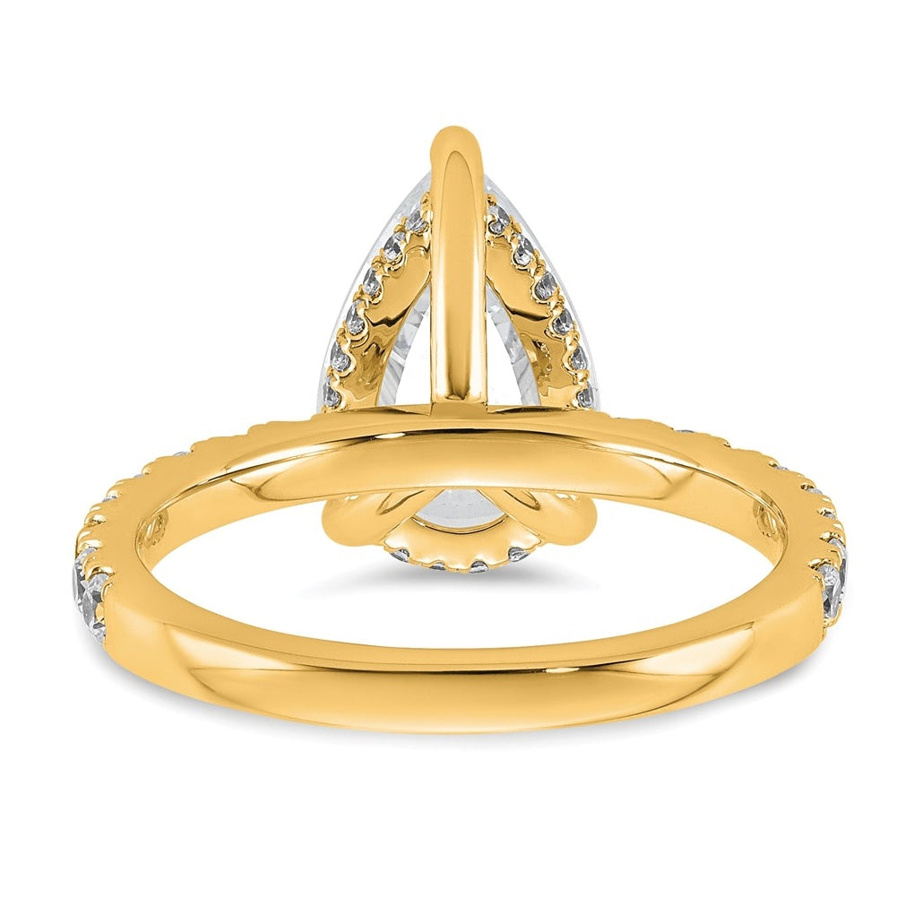 14K Yellow Or White Gold Certified Lab Grown Diamond VS/SI+ G+ Pear Complete Solitaire with Flair Engagement Ring