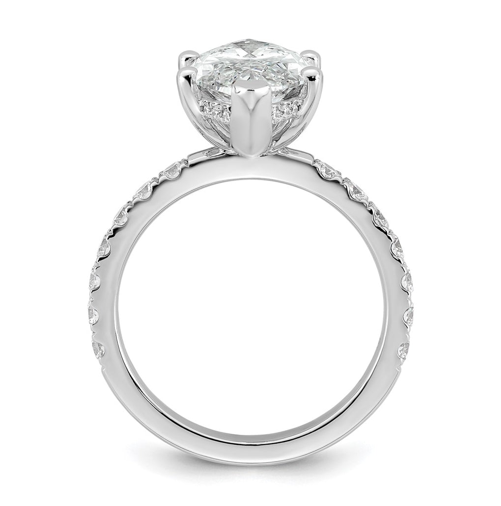 14K Yellow Or White Gold Certified Lab Grown Diamond VS+ F+ Marquise Complete Solitaire with Flair Engagement Ring