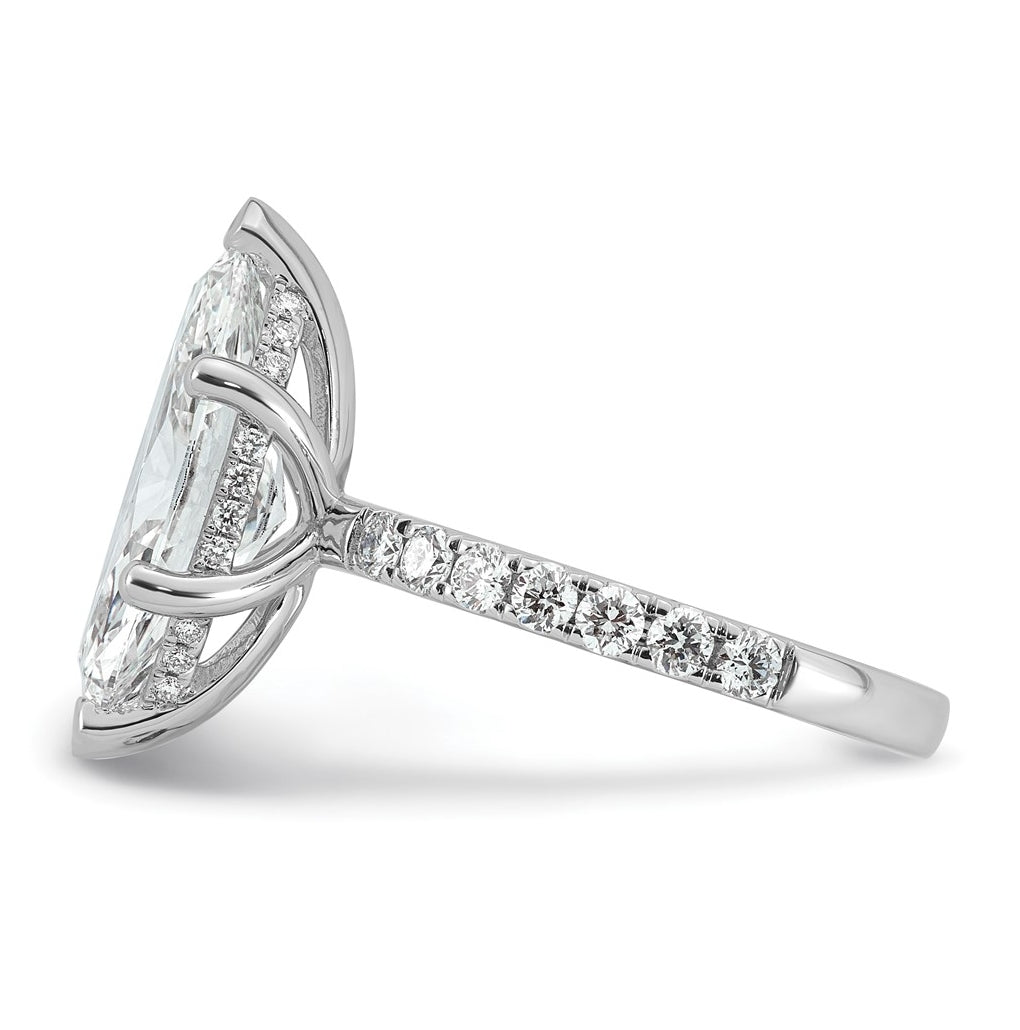 14K Yellow Or White Gold Certified Lab Grown Diamond VS+ F+ Marquise Complete Solitaire with Flair Engagement Ring