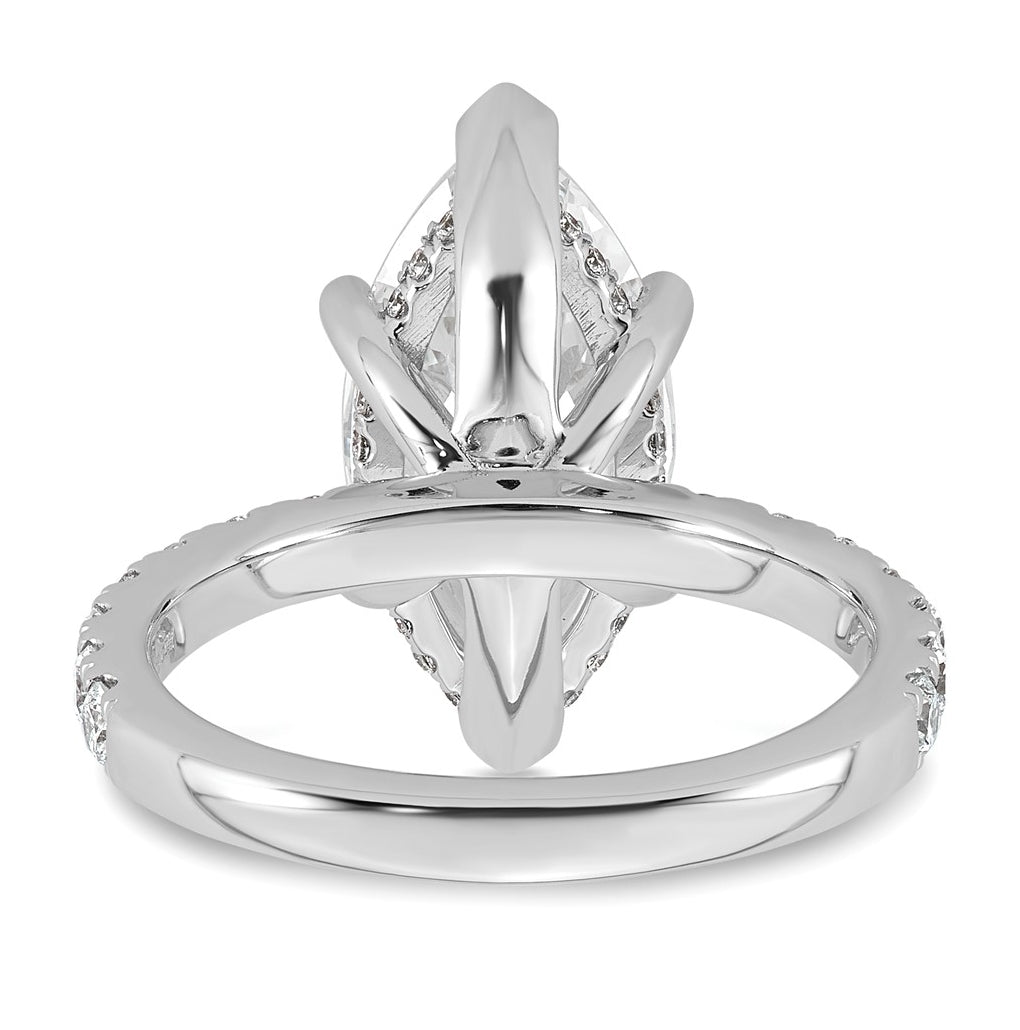 14K Yellow Or White Gold Certified Lab Grown Diamond VS+ F+ Marquise Complete Solitaire with Flair Engagement Ring