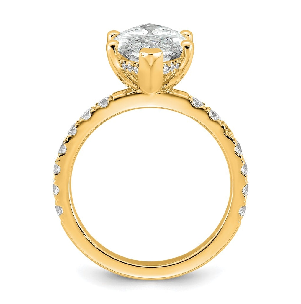 14K Yellow Or White Gold Certified Lab Grown Diamond VS/SI+ G+ Marquise Complete Solitaire with Flair Engagement Ring