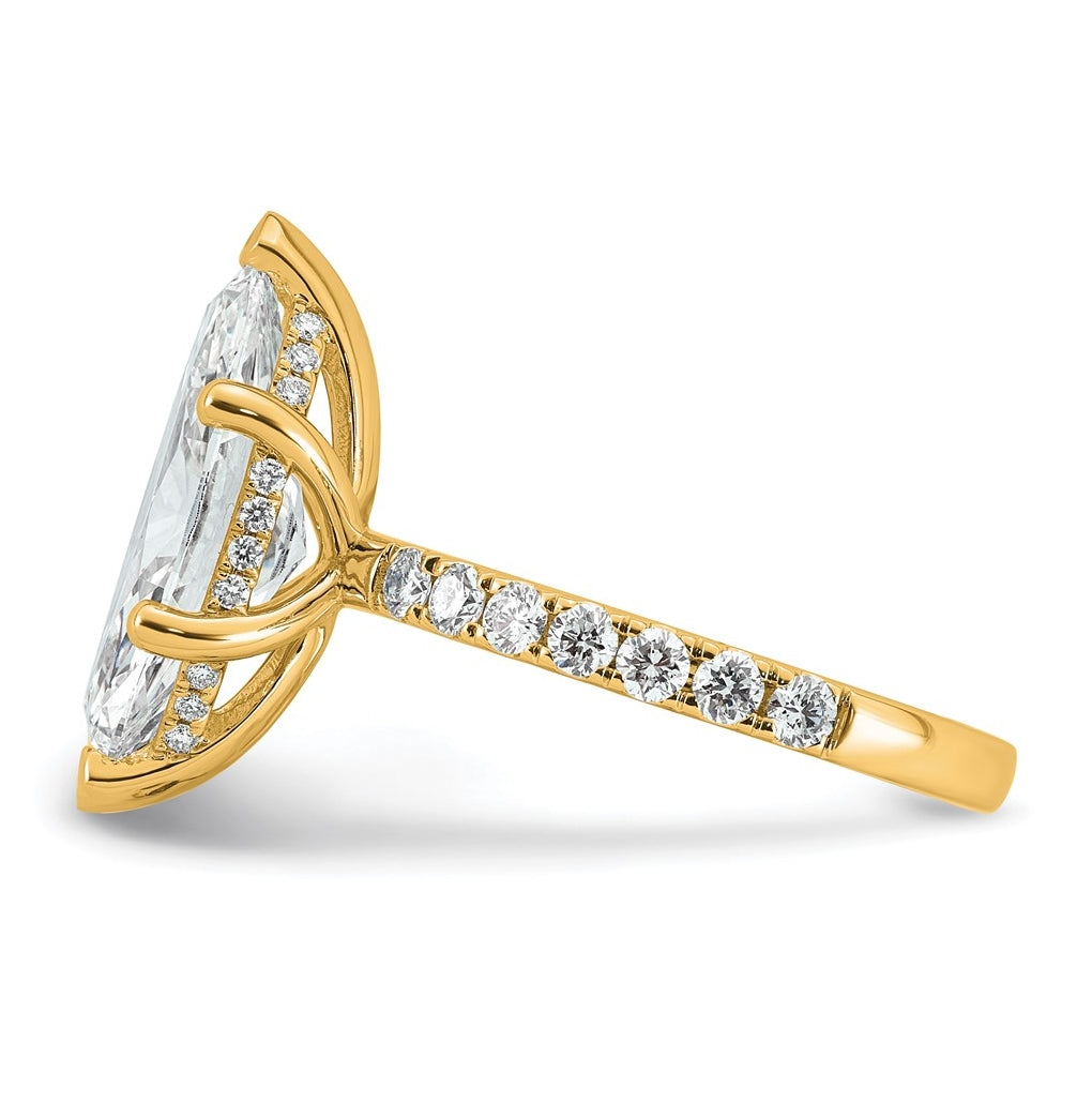 14K Yellow Or White Gold Certified Lab Grown Diamond VS+ F+ Marquise Complete Solitaire with Flair Engagement Ring