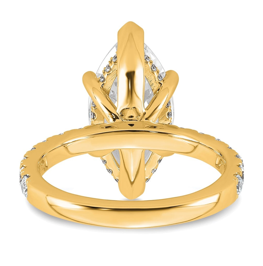 14K Yellow Or White Gold Certified Lab Grown Diamond VS/SI+ G+ Marquise Complete Solitaire with Flair Engagement Ring