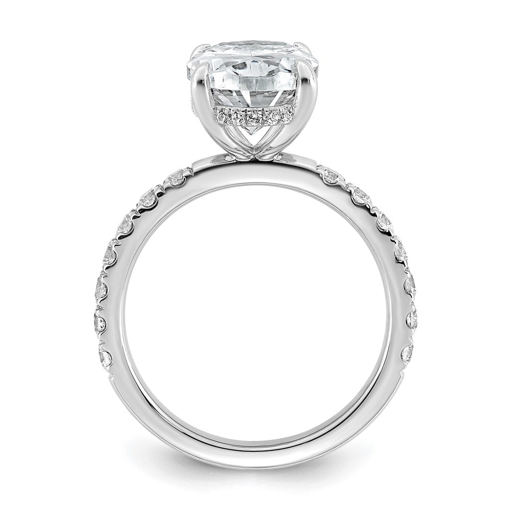 14K Yellow Or White Gold Certified Lab Grown Diamond VS+ F+ Oval Complete Solitaire with Flair Engagement Ring