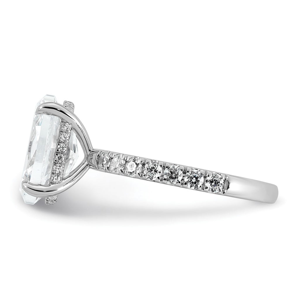14K Yellow Or White Gold Certified Lab Grown Diamond VS+ F+ Oval Complete Solitaire with Flair Engagement Ring