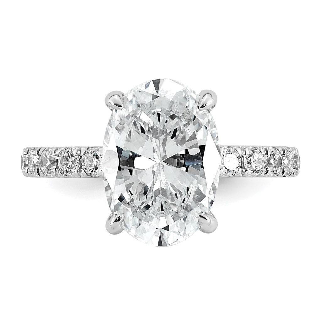 14K Yellow Or White Gold Certified Lab Grown Diamond VS/SI+ G+ Oval Complete Solitaire with Flair Engagement Ring