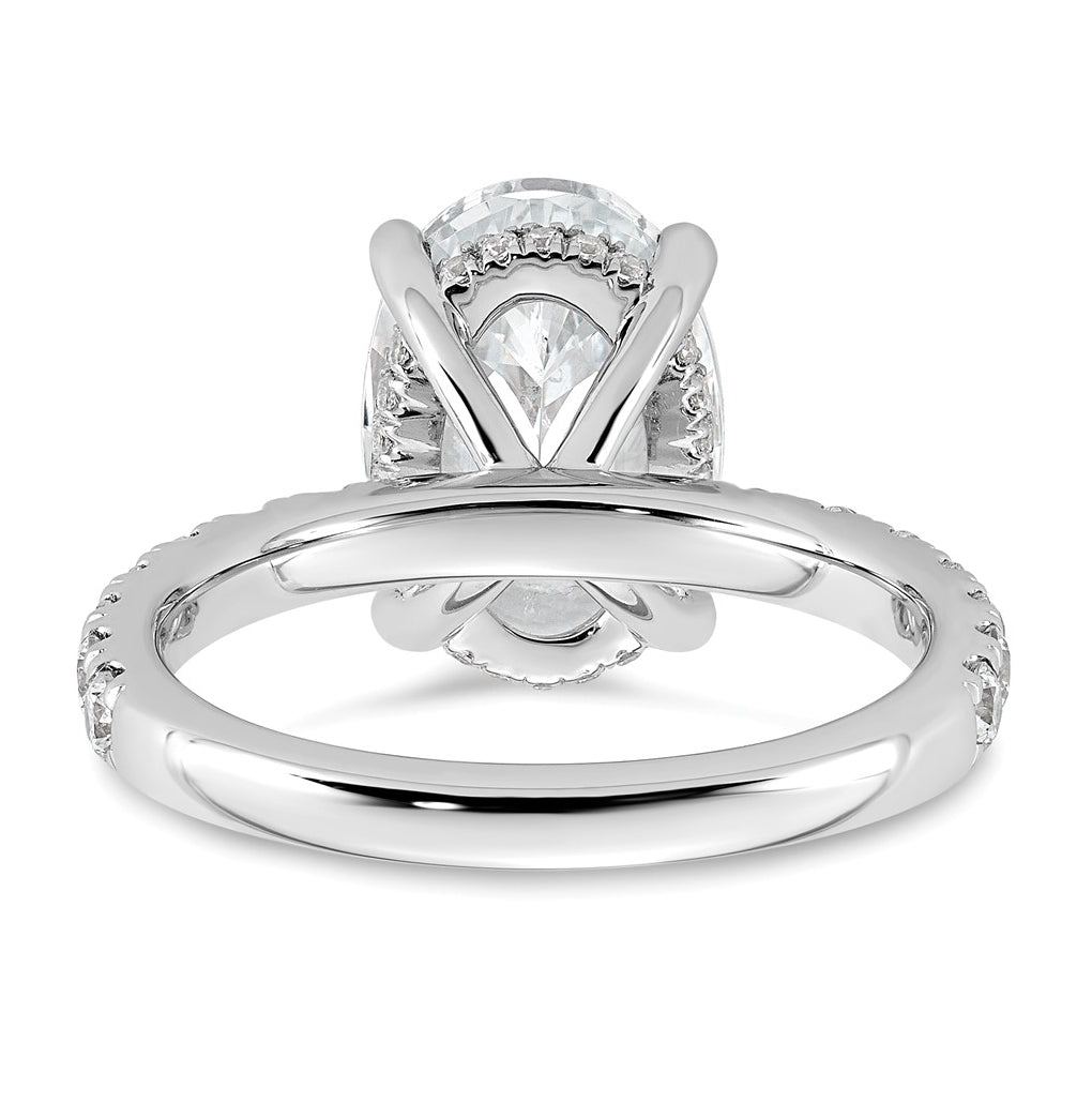 14K Yellow Or White Gold Certified Lab Grown Diamond VS+ F+ Oval Complete Solitaire with Flair Engagement Ring
