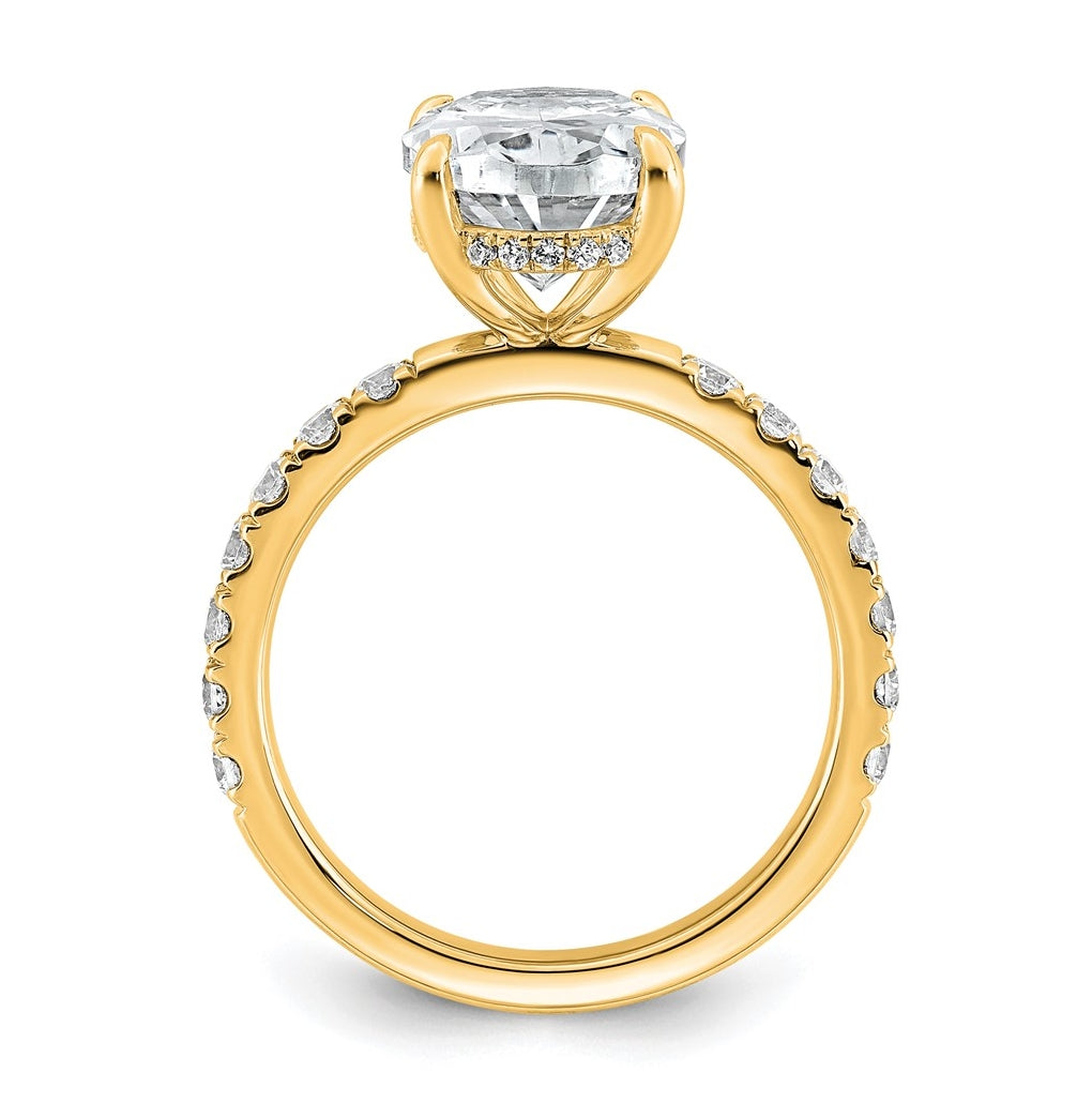 14K Yellow Or White Gold Certified Lab Grown Diamond VS/SI+ G+ Oval Complete Solitaire with Flair Engagement Ring