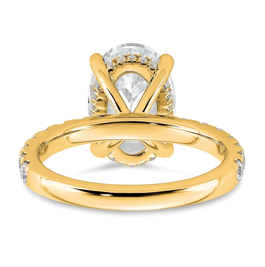 14K Yellow Or White Gold Certified Lab Grown Diamond VS/SI+ G+ Oval Complete Solitaire with Flair Engagement Ring
