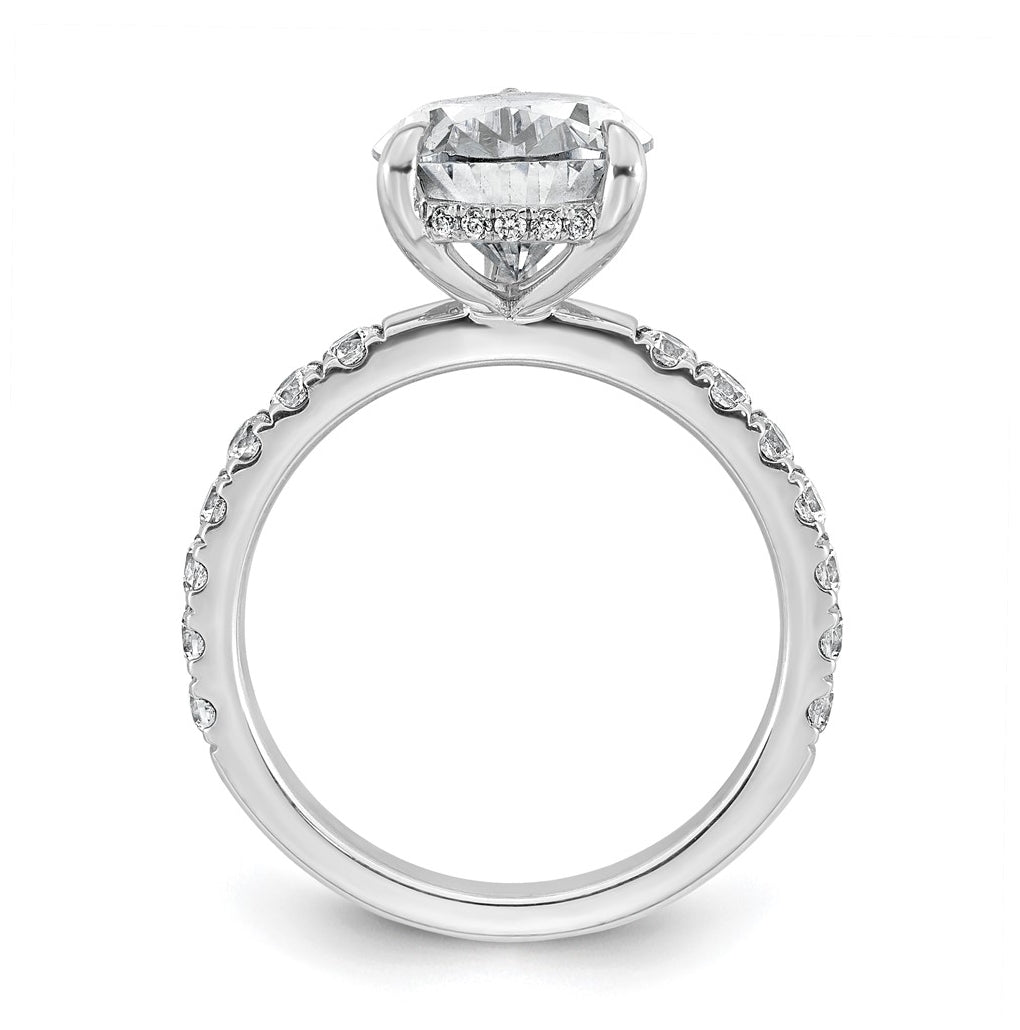 14K Yellow Or White Gold Certified Lab Grown Diamond VS+ F+ Pear Complete Solitaire with Flair Engagement Ring