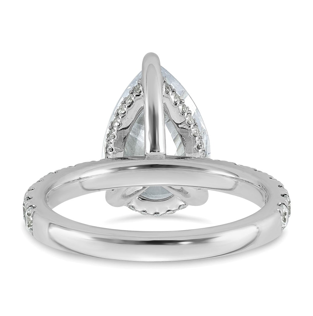 14K Yellow Or White Gold Certified Lab Grown Diamond VS+ F+ Pear Complete Solitaire with Flair Engagement Ring
