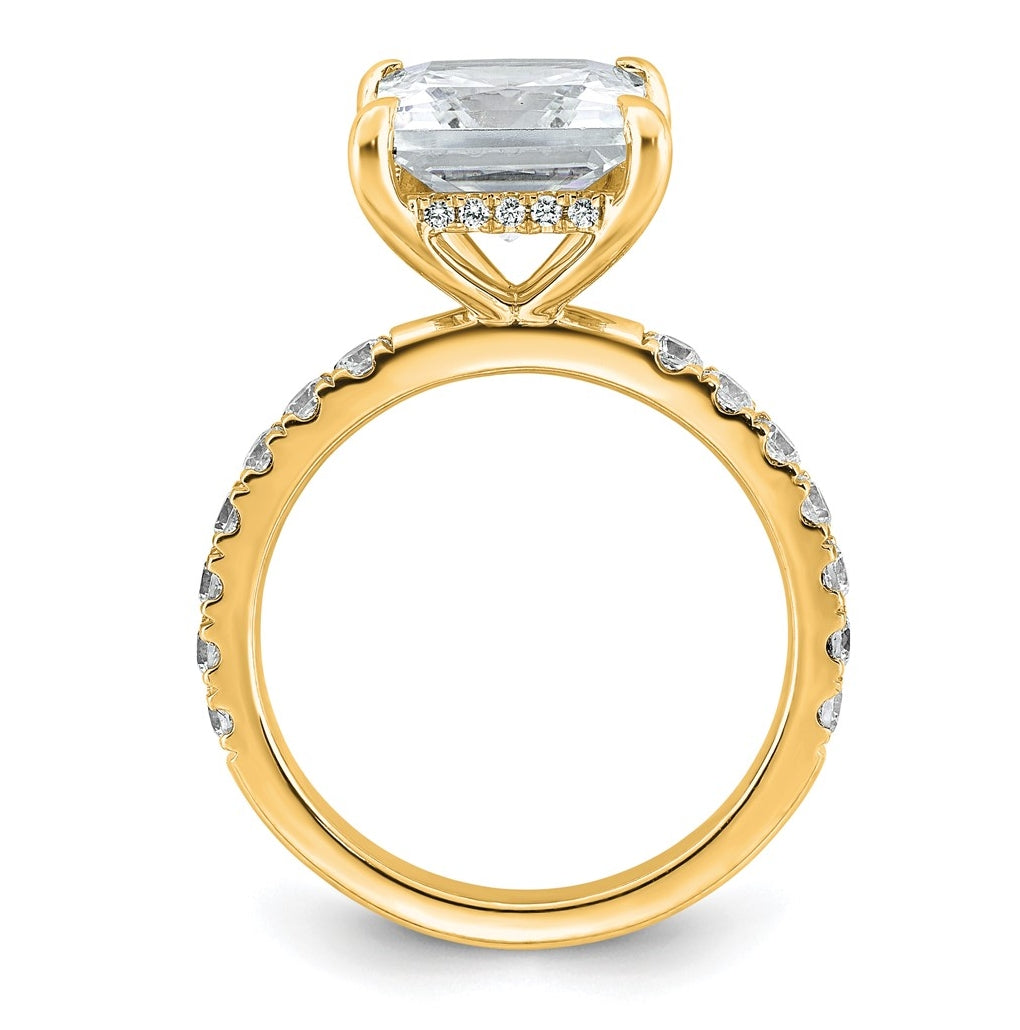 14K Yellow Or White Gold Certified Lab Grown Diamond VS/SI+ G+ Princess Complete Solitaire with Flair Engagement Ring