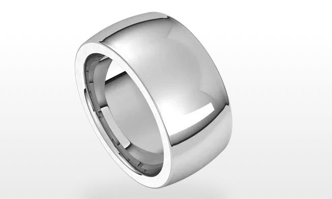 14K White Gold Comfort Fit 10MM Heavyweight Half Round Band Size 13