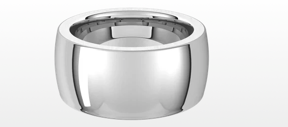 14K White Gold Comfort Fit 10MM Heavyweight Half Round Band Size 13