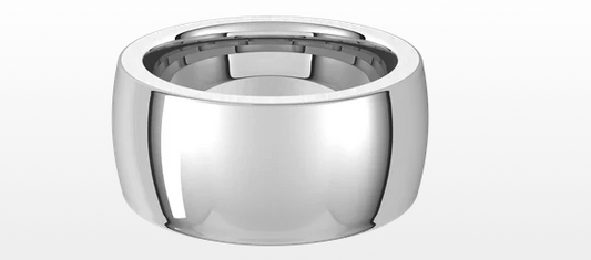 14K White Gold Comfort Fit 10MM Heavyweight Half Round Band Size 13