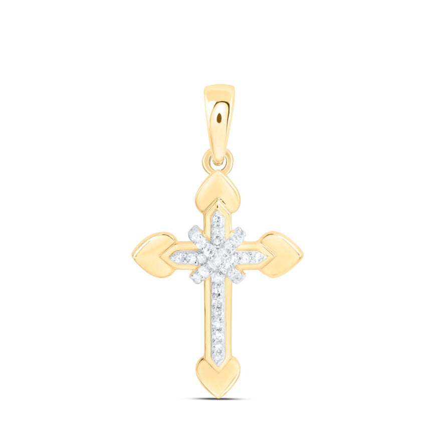 Sterling Silver 1/10Ctw Natural Diamond P1 Gift Heart Cross Pendant