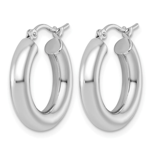 14k White Gold Polished 4mm x 20mm Lightweight Tube Earrings