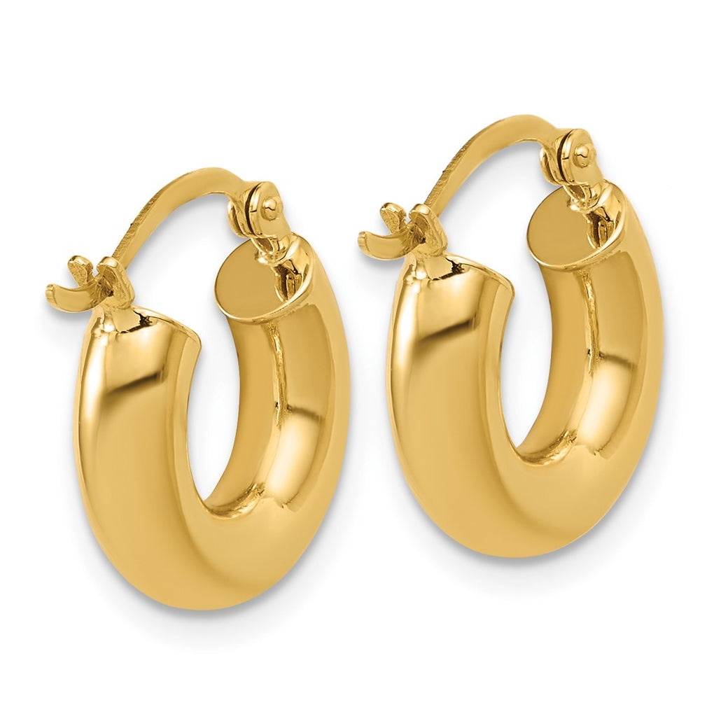 14k Yellow Gold Polished 4mm x 15mm Tube Hoop Earrings