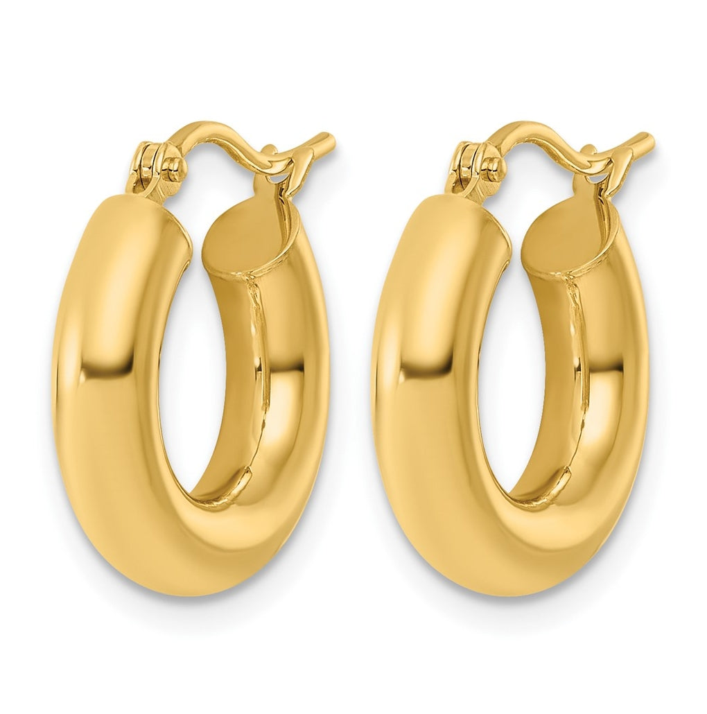 14k Yellow Gold Polished 4mm x 17mm Tube Hoop Earrings