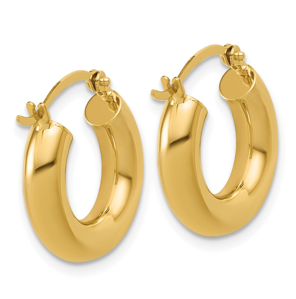 14k Yellow Gold Polished 4mm x 17mm Tube Hoop Earrings