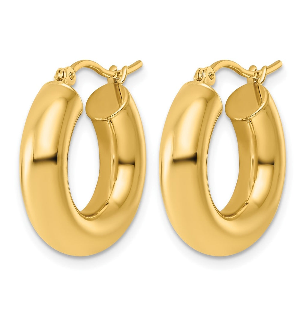 14k Yellow Gold Polished 5mm x 20mm Lightweight Hoop Earrings