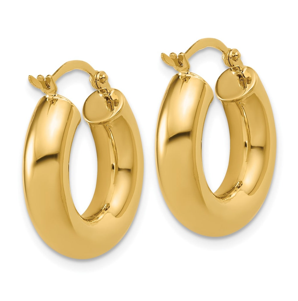 14k Yellow Gold Polished 5mm x 20mm Tube Hoop Earrings