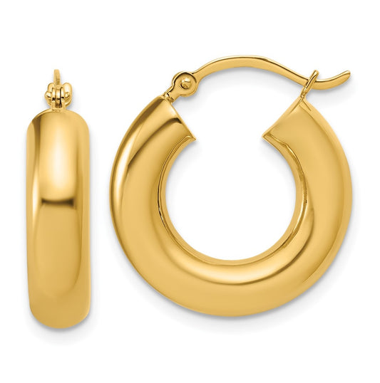 14k Yellow Gold Polished 5mm x 20mm Tube Hoop Earrings