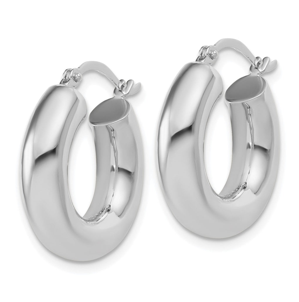 14k White Gold Polished 5mm x 20mm Tube Hoop Earrings