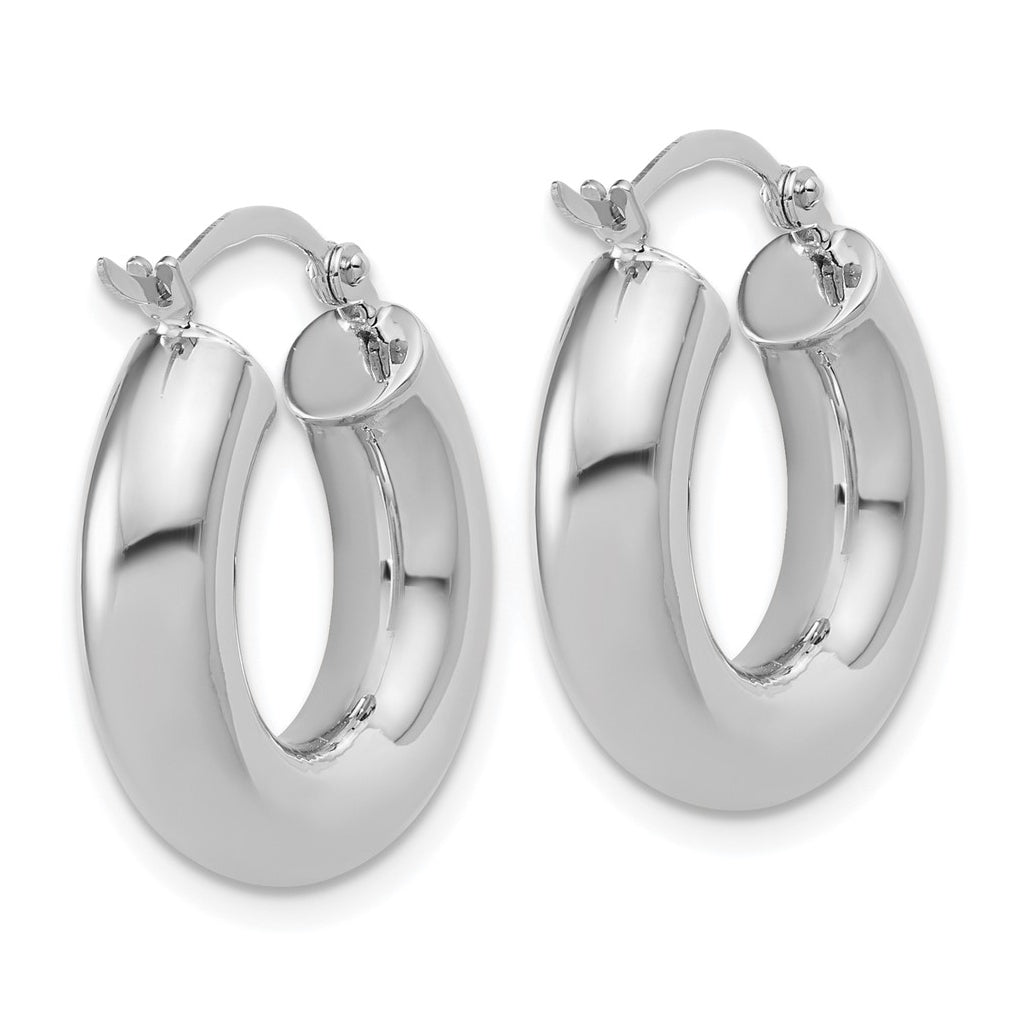 14k White Gold Polished 5mm x 20mm Tube Hoop Earrings