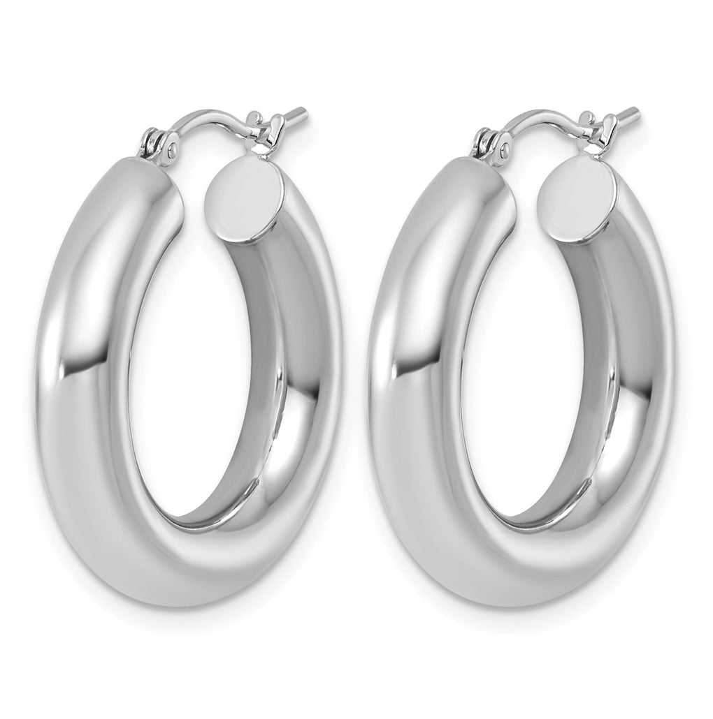 14k White Gold Polished 5mm x 25mm Lightweight Hoop Earrings
