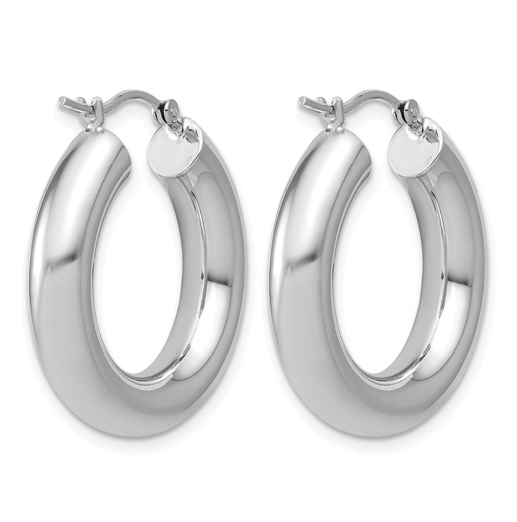 14k White Gold Polished 5mm x 25mm Lightweight Hoop Earrings