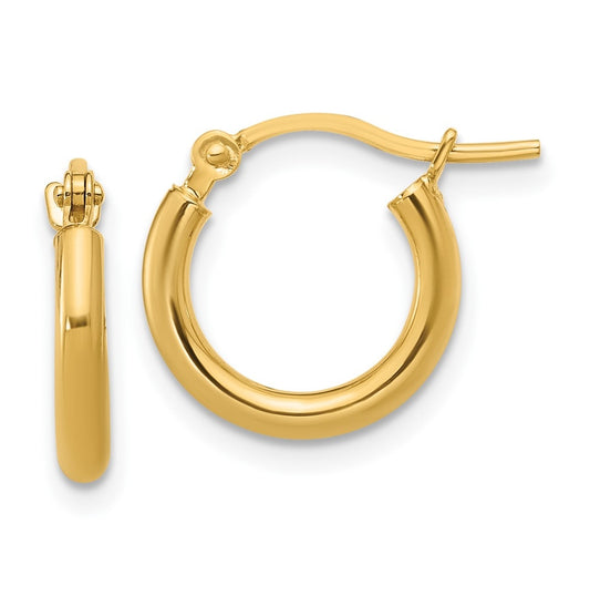 10k Yellow Gold 2x12mm Polished Hoop Earrings