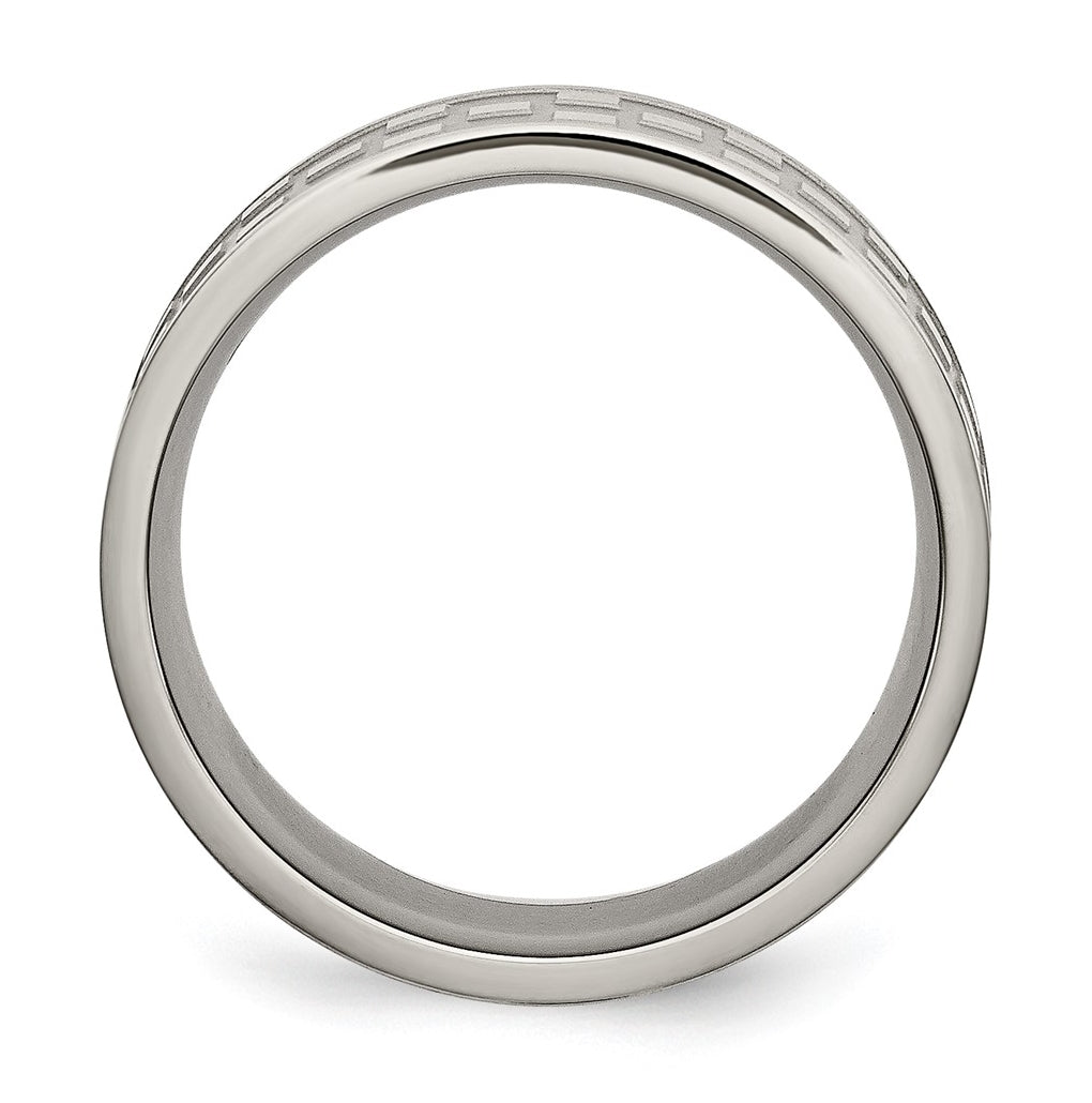 Titanium Satin and Polished Checkered 8mm Band – Elegant Jewelry Gift for Birthday, Anniversary, Engagement, Wedding