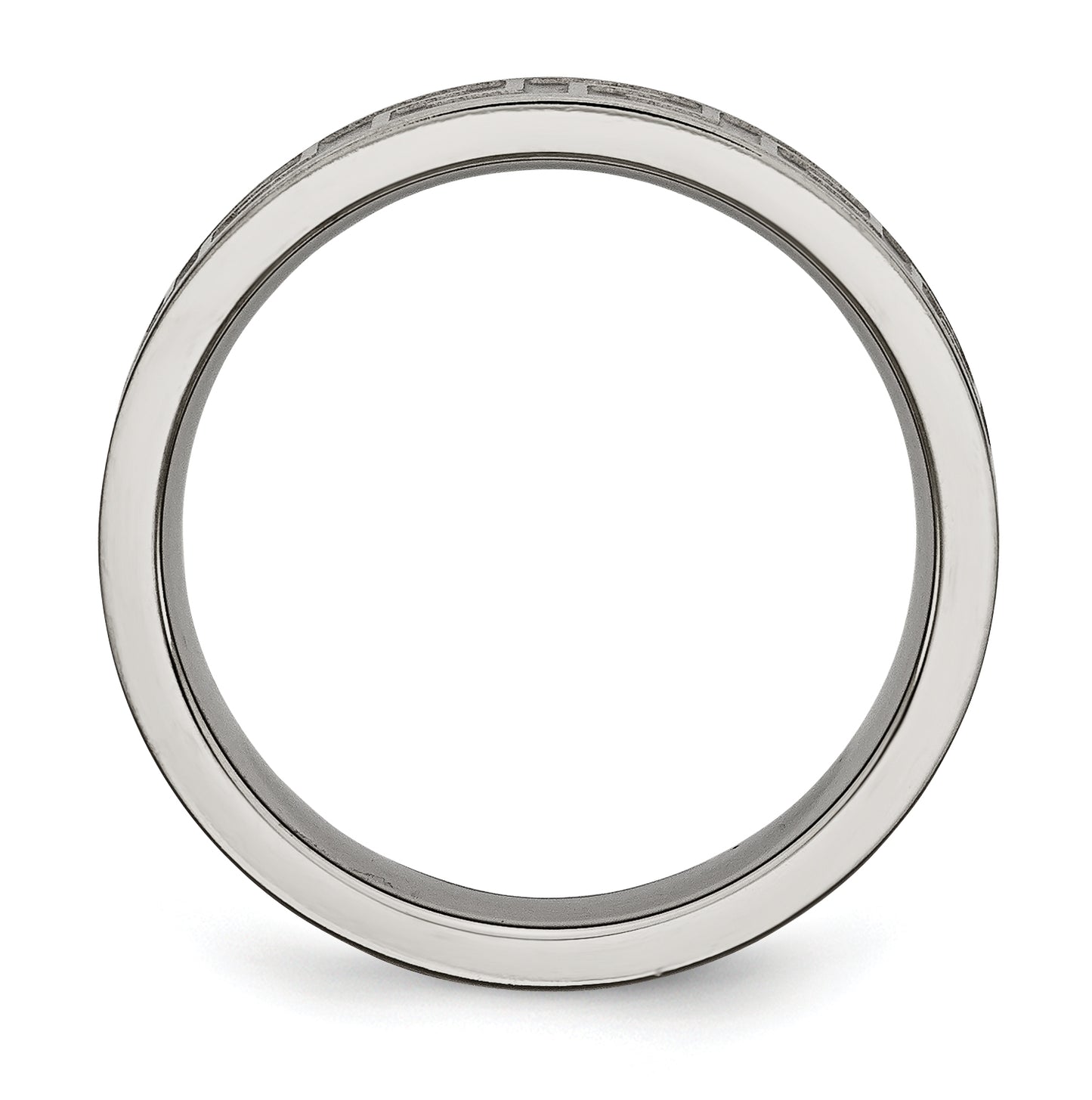 Titanium Greek Key 6mm Satin & Polished Band, Size 7.5