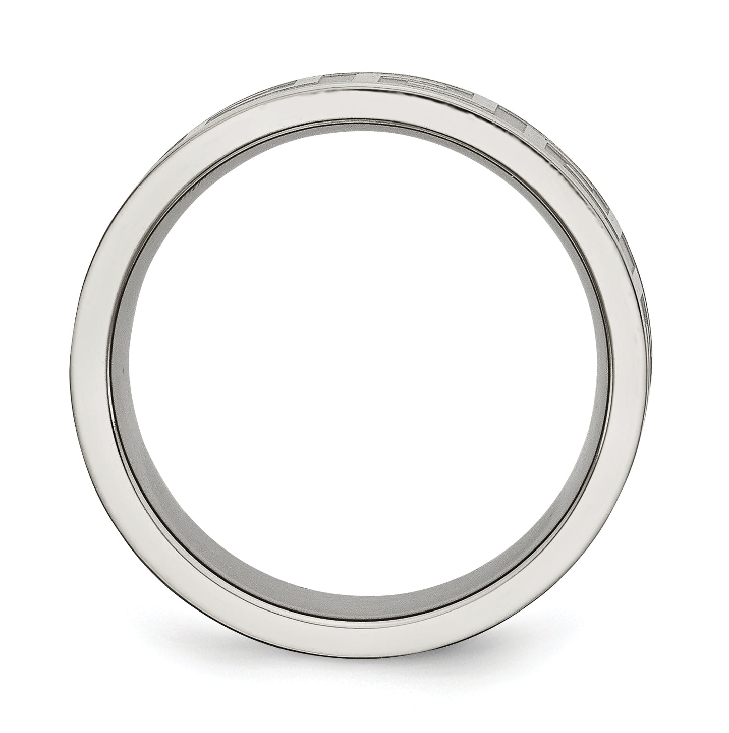 Titanium Greek Key 8mm Satin & Polished Band, Size 12.5