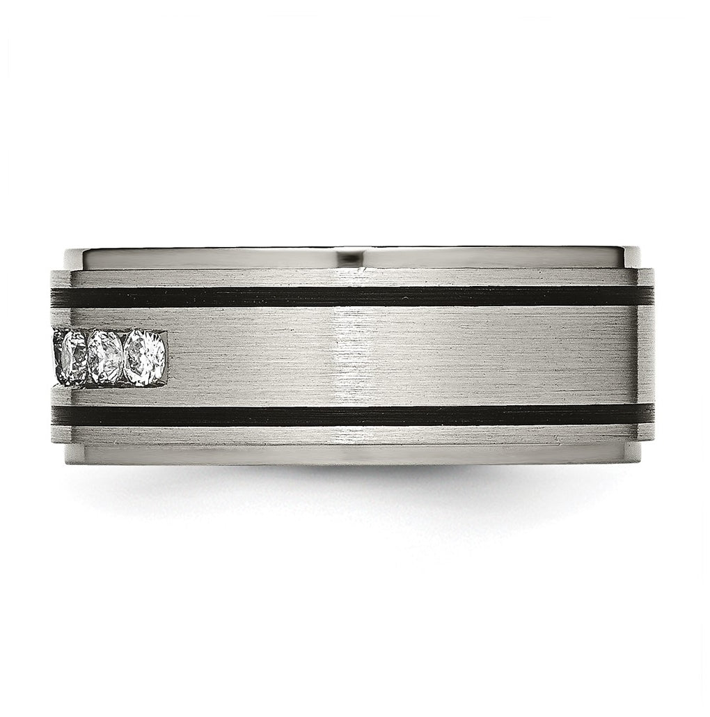 Titanium Polished/Brushed Enameled 1/2ct tw. Diamond 9mm Band – Elegant Jewelry Gift for Birthday, Anniversary, Engagement, Wedding
