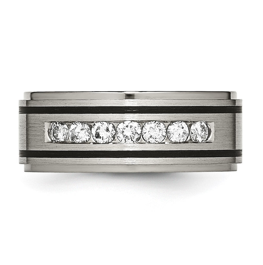 Titanium Polished/Brushed Enameled 1/2ct tw. Diamond 9mm Band – Elegant Jewelry Gift for Birthday, Anniversary, Engagement, Wedding