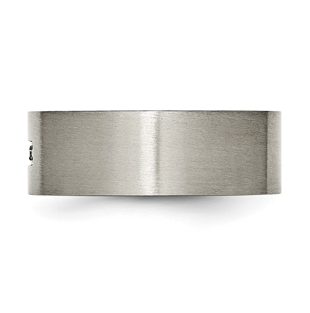 Titanium Brushed 1/15ct Diamond Cross 8mm Flat Band – Elegant Jewelry Gift for Birthday, Anniversary, Engagement, Wedding